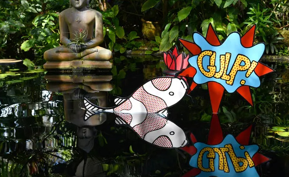 gulp fish koi Pond with Lichtenstein fish